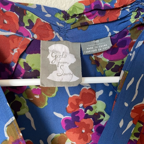 Anthropologie Girls from Savoy blue floral blouse sz 2 - Picture 5 of 7
